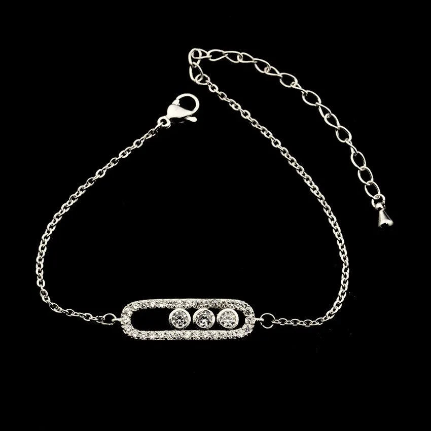 Simple Design Dot Bar Bracelet Micro Pave AAA