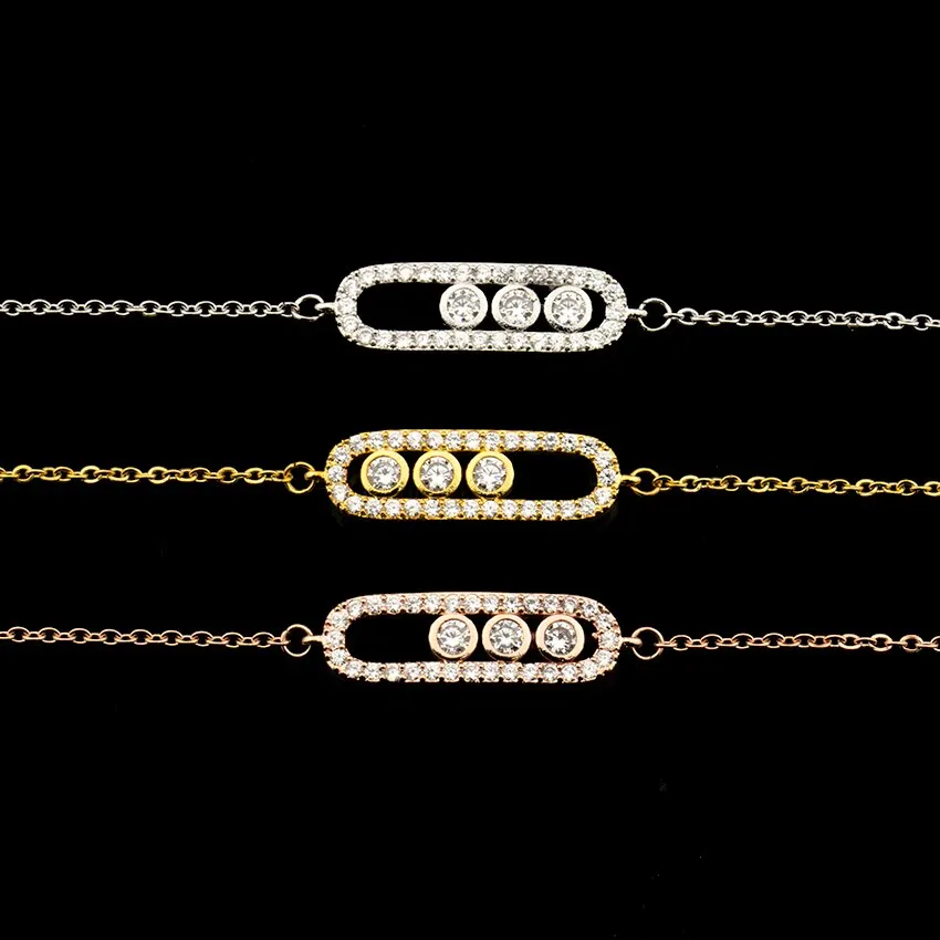 Simple Design Dot Bar Bracelet Micro Pave AAA