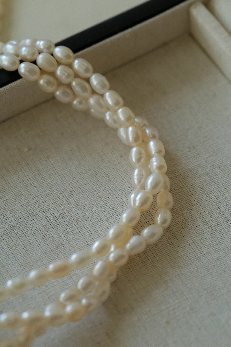 Simple Three-Layer Freshwater Pearl Necklace