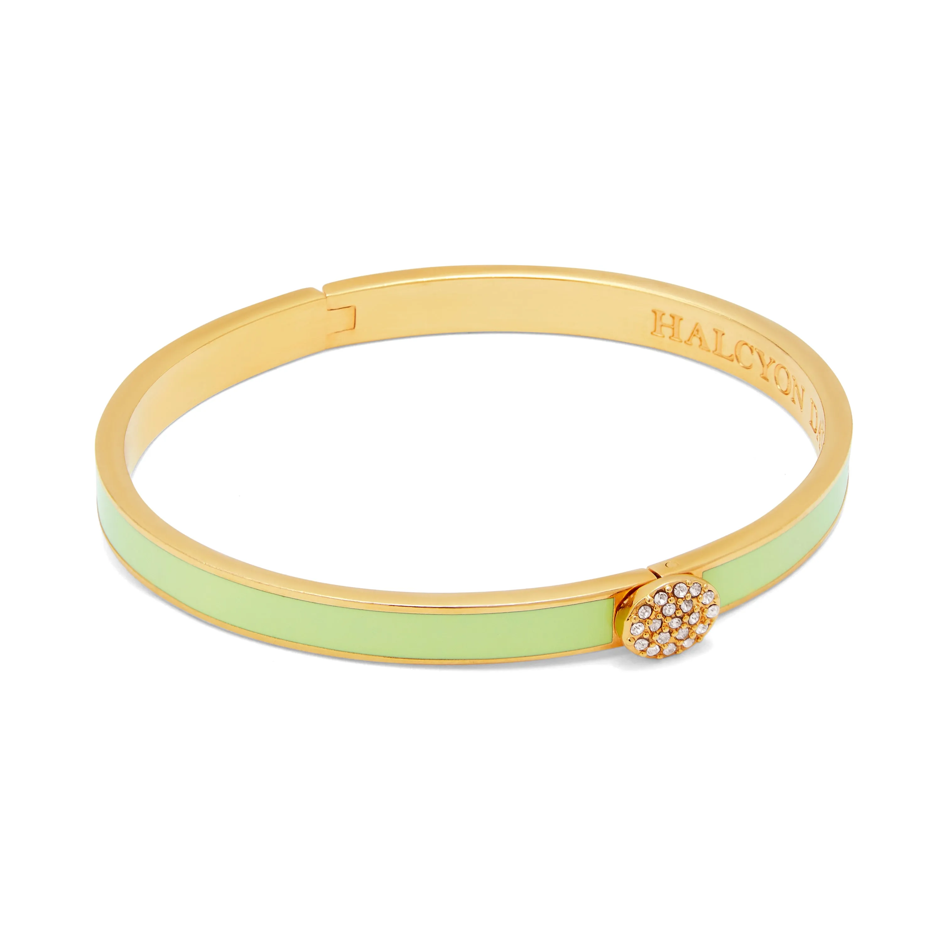 Skinny Pave Button Meadow & Gold Bangle