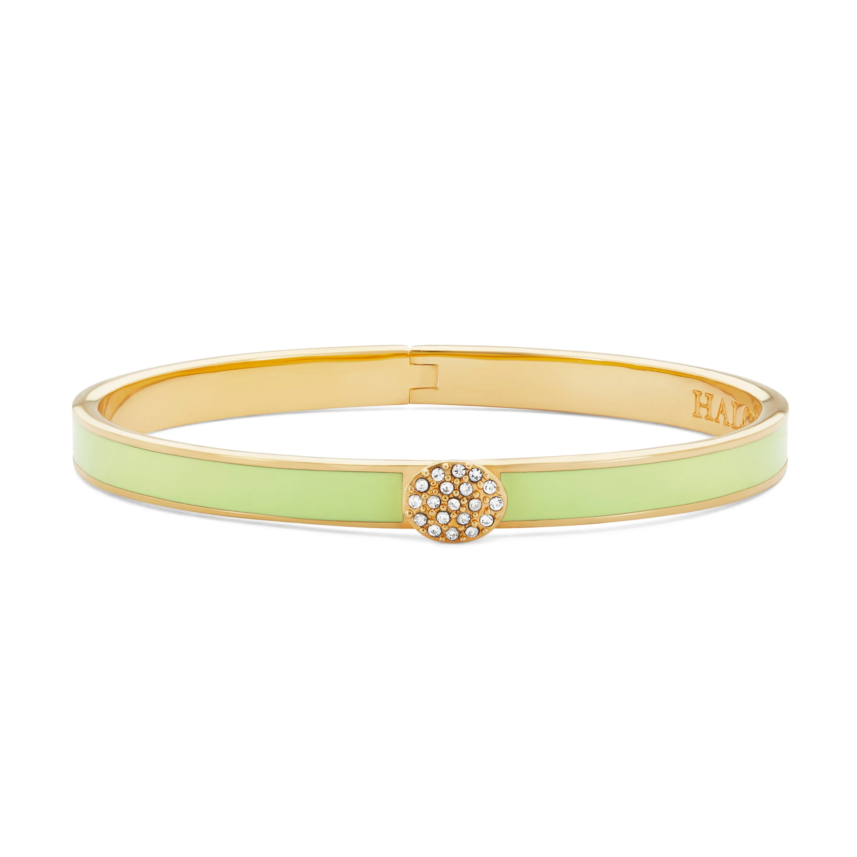 Skinny Pave Button Meadow & Gold Bangle