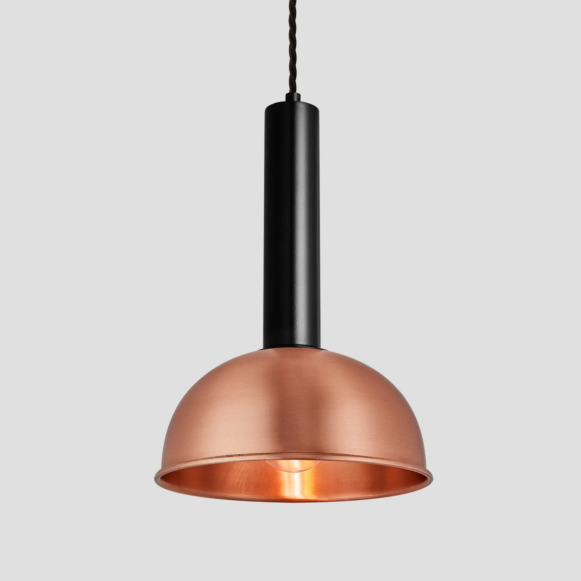 Sleek Cylinder Dome Pendant Light - 8 Inch - Copper