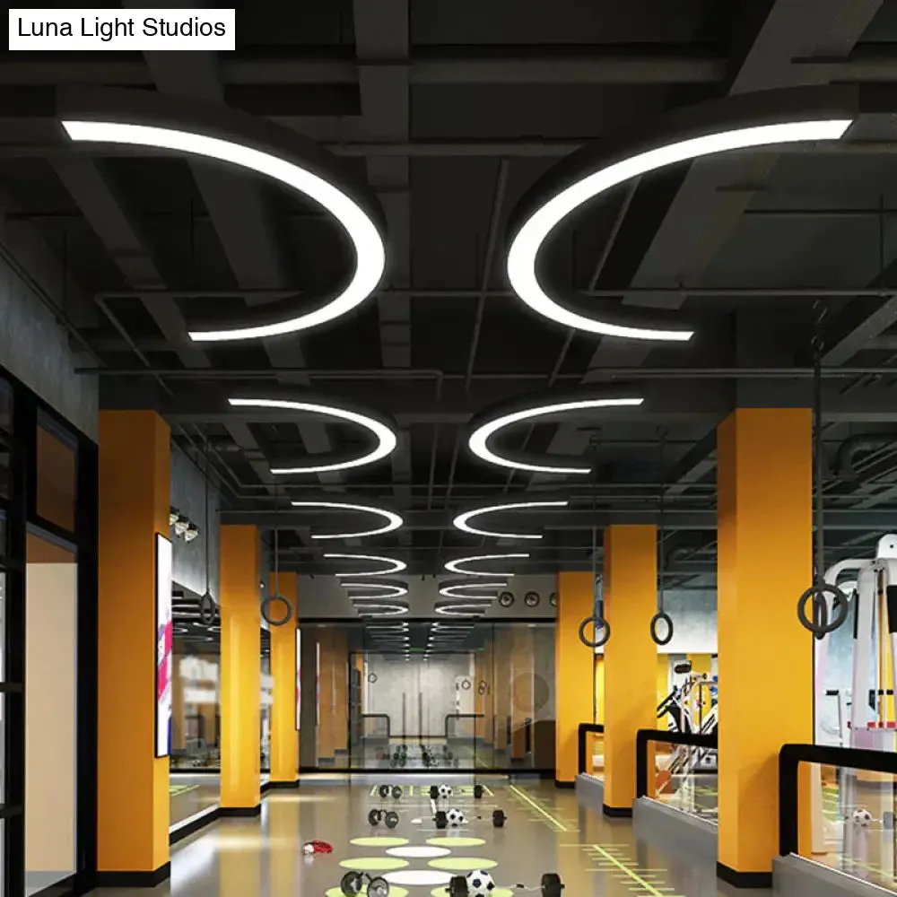 Sleek Metallic LED ARC Pendant: Ideal for Gyms, Shopping Centers, and Spacious Venues