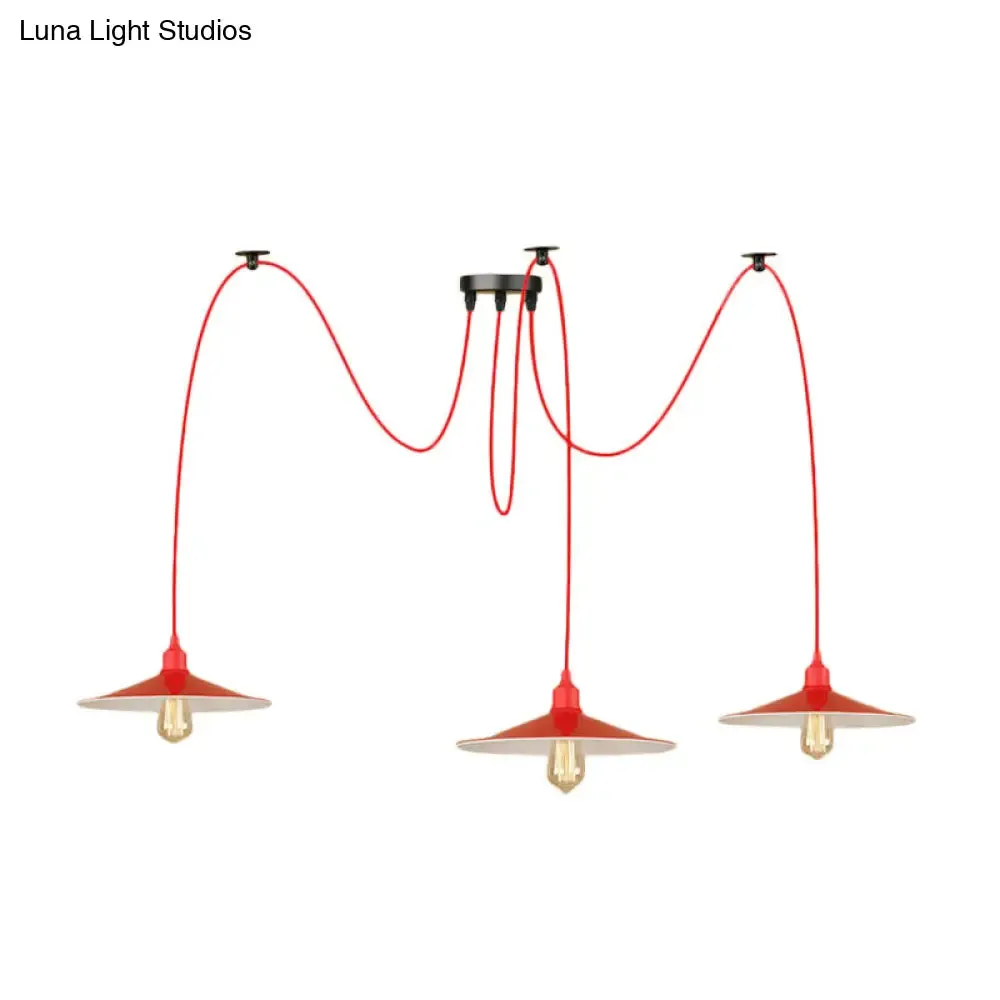 Sleek Red Metal Pendant Light for Living Room - 1 or 3-Head Swag Design