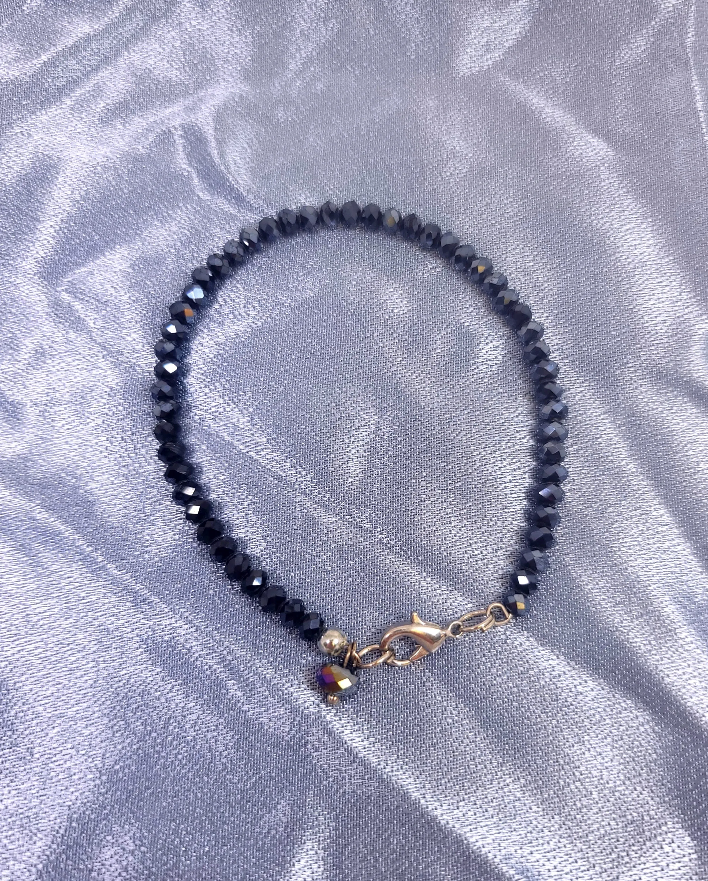 Small Navy Crystal Bead Wire Bracelet