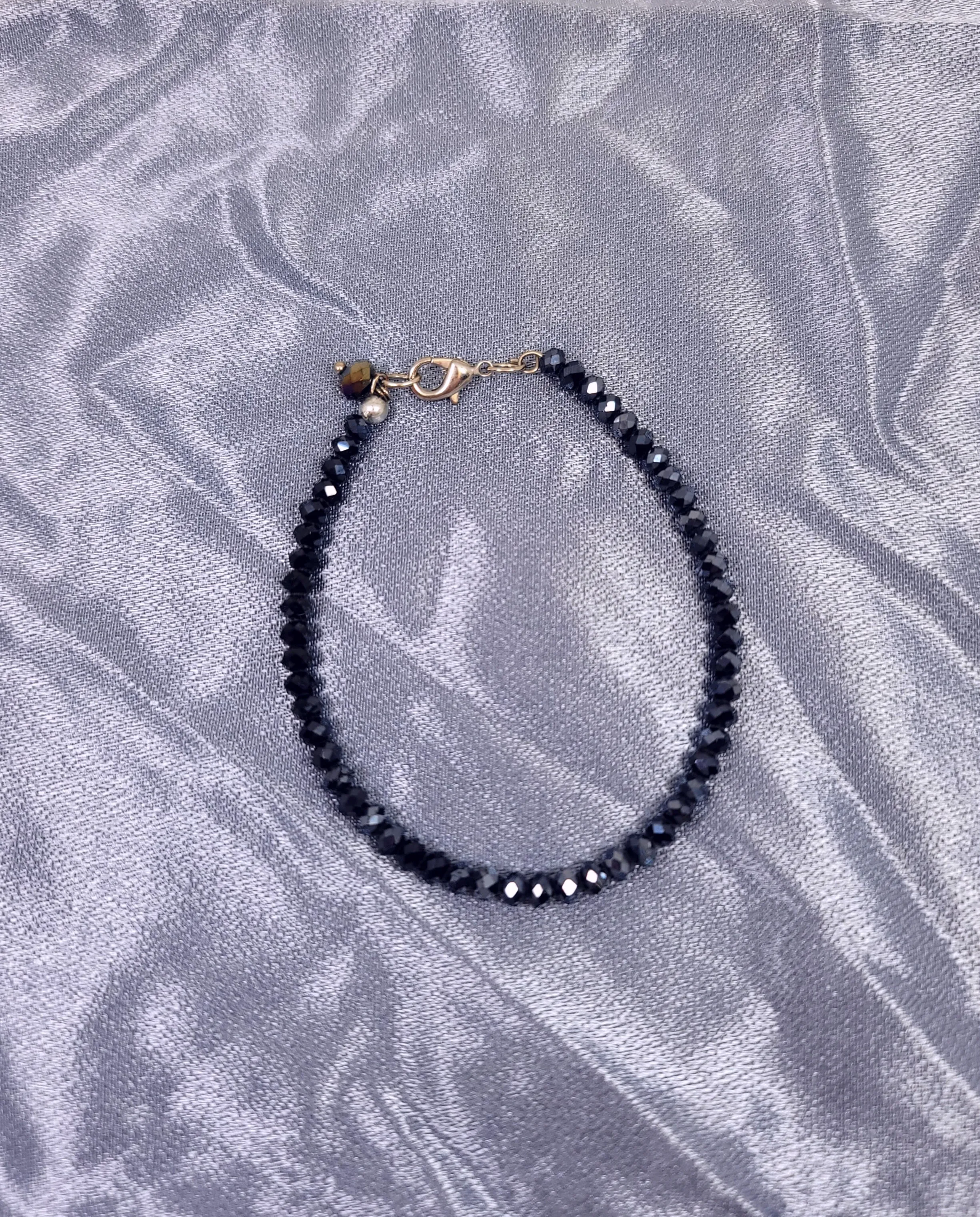 Small Navy Crystal Bead Wire Bracelet