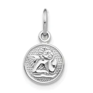 Solid 14k White Gold Small Angel Medal Pendant