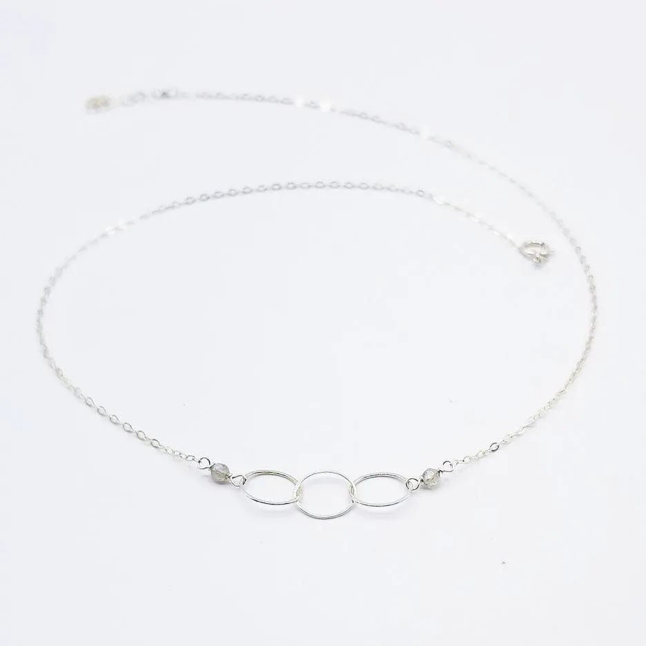 Sterling Silver 3 Ring Necklace