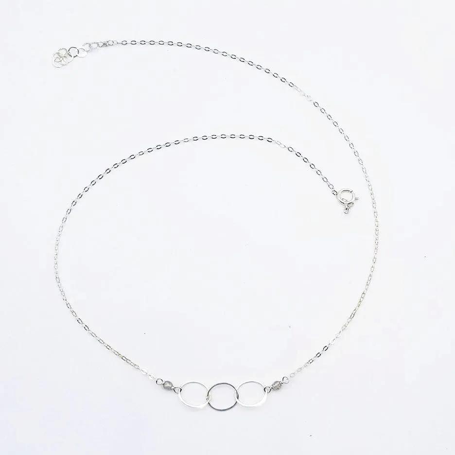 Sterling Silver 3 Ring Necklace