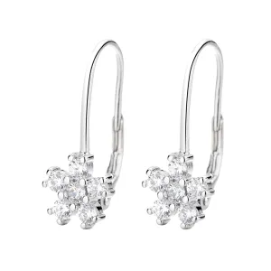 Sterling Silver and 18k Gold Swarovski Crystal Leverback Earring