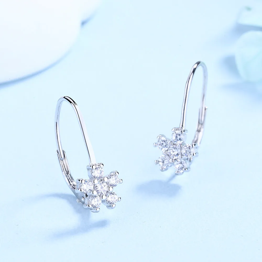 Sterling Silver and 18k Gold Swarovski Crystal Leverback Earring