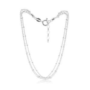 Sterling Silver Beaded Double Link 25cm Extender Anklet