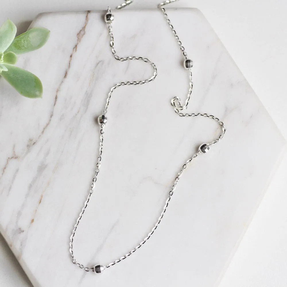 Sterling Silver Chain with Disco Ball Stations