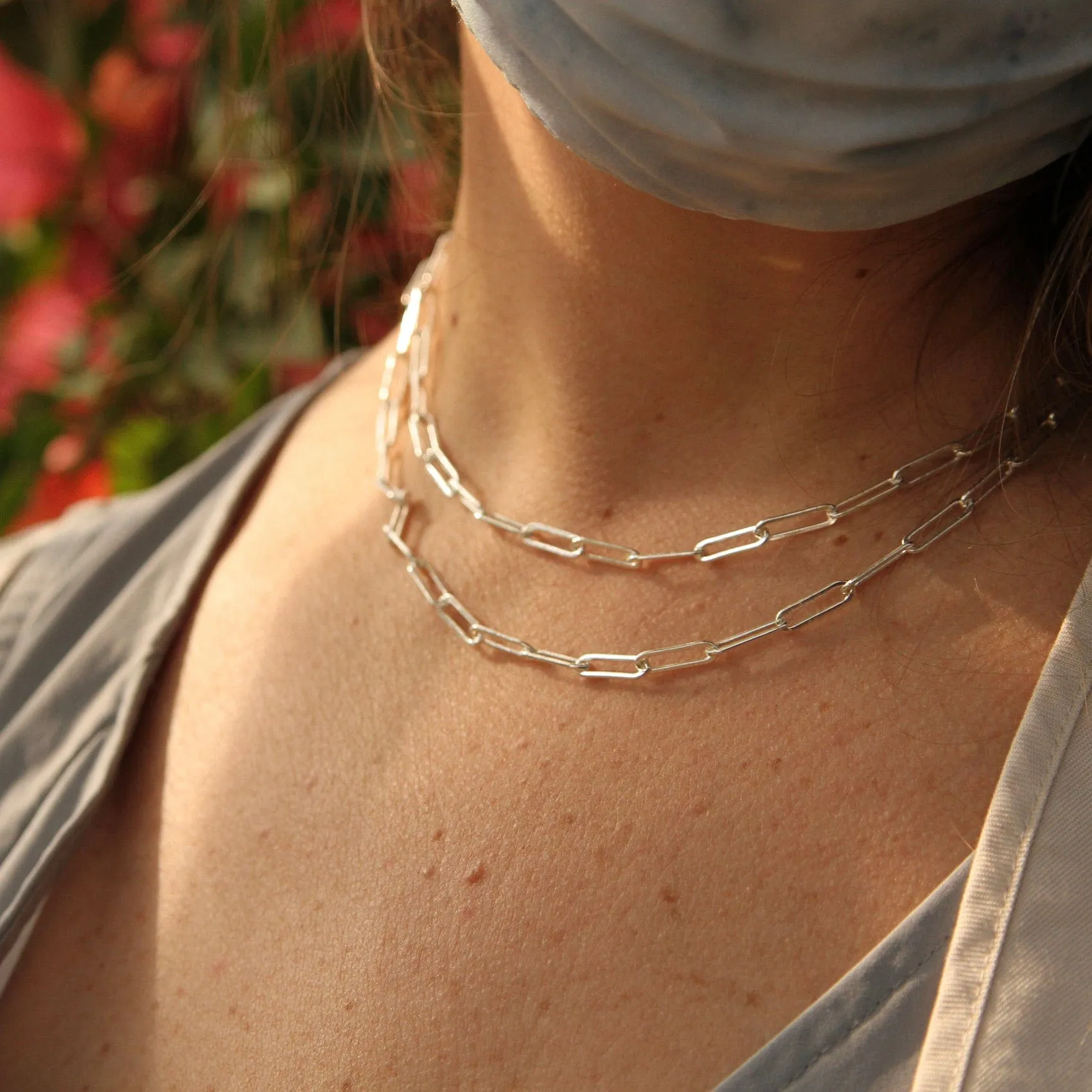 Sterling Silver Double Paperclip Chain Necklace