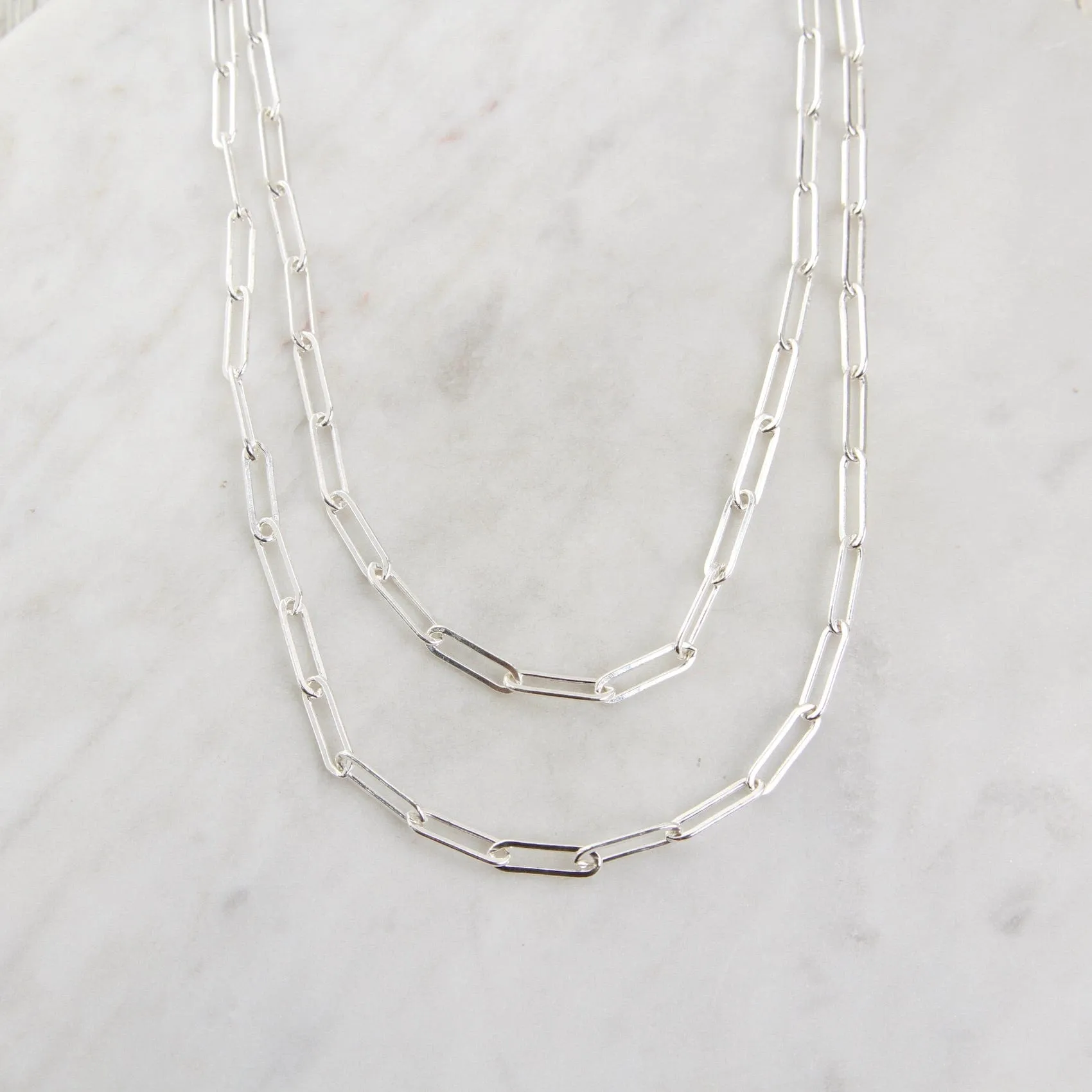 Sterling Silver Double Paperclip Chain Necklace