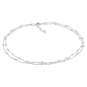 Sterling Silver Fancy Twin Chain 29cm Anklet