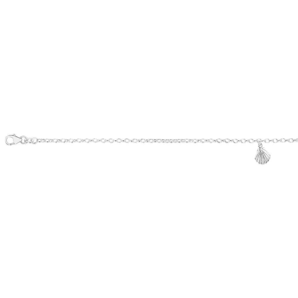 Sterling Silver Sea Shell Charm On 23 2cm Anklet