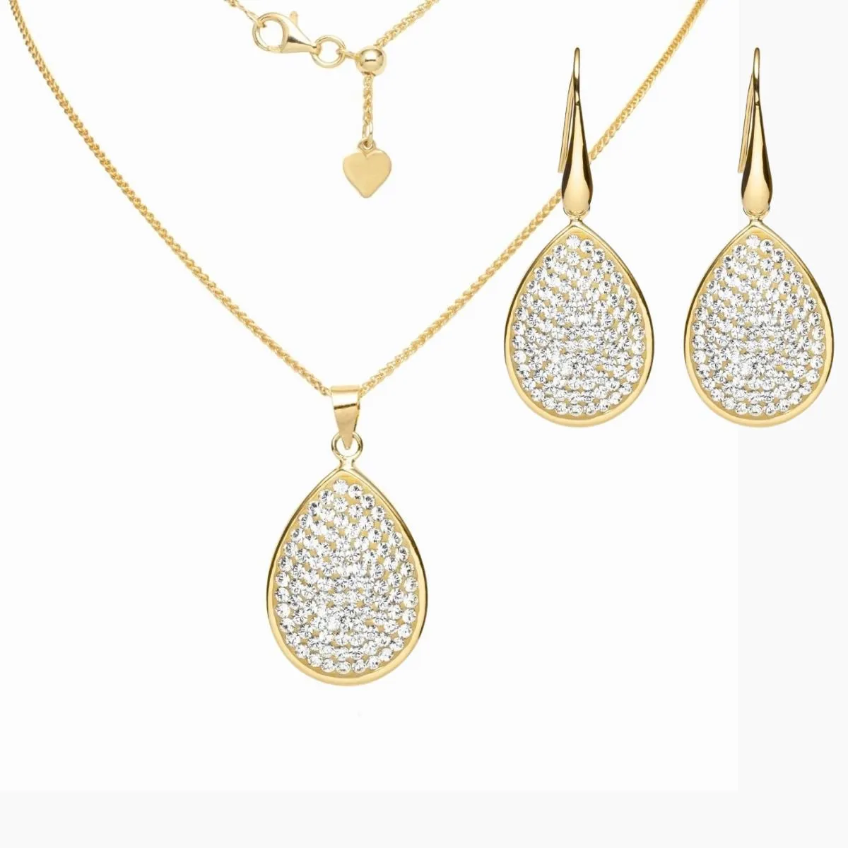 The Pave Swarovski Crystal Teardrop Necklace & Earring Set