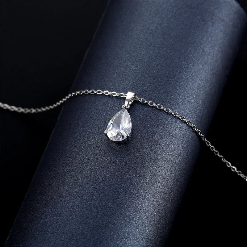 Titanium Steel Water Drop Necklace Zircon Simple Jewelry