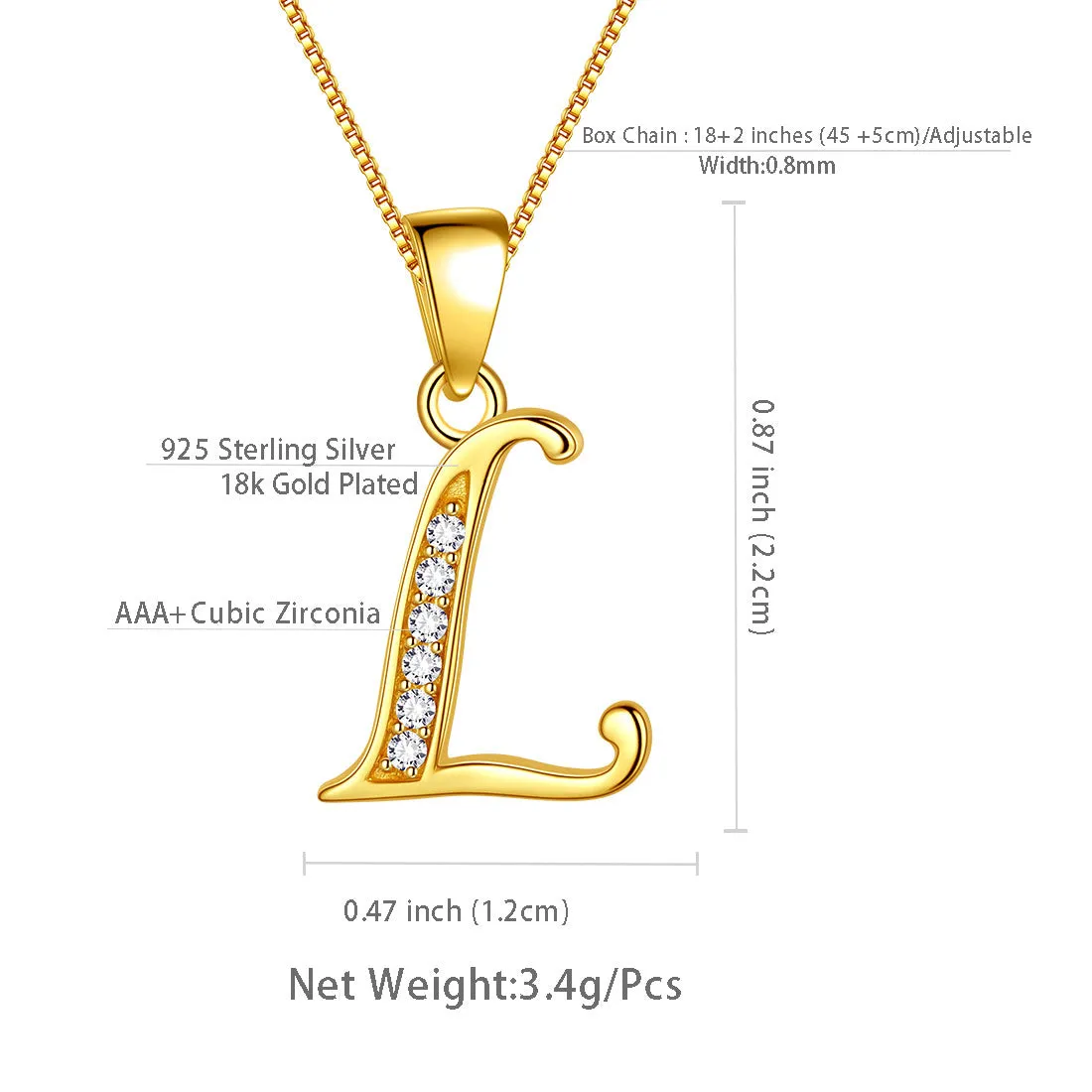 Tokyo Mart Letter L Initial Necklaces Pendant Women Men Name Jewelry Gift 925 Silver