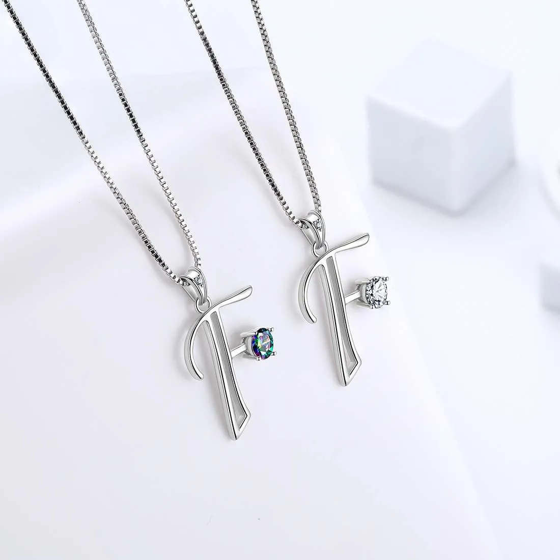 Tokyo Mart Women Initial F Letter Pendant Necklace Girl Name Jewelry Gift 925 Sterling Silver