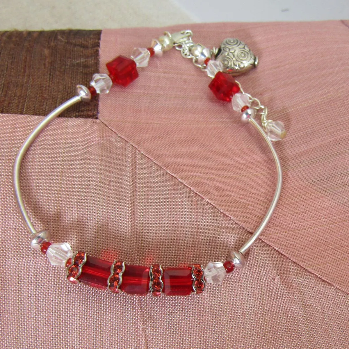 Unique Red Crystal Bangle Bracelet