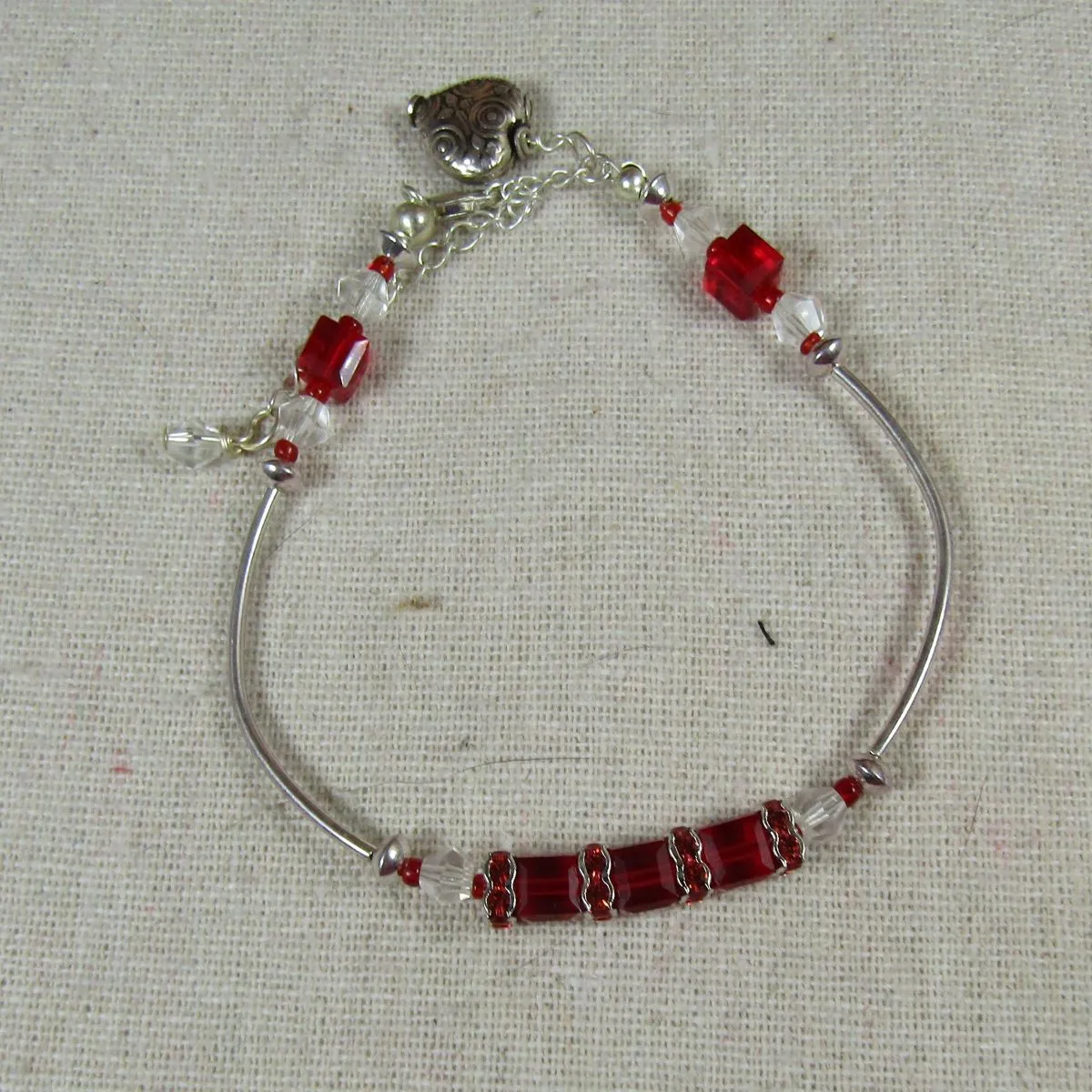 Unique Red Crystal Bangle Bracelet