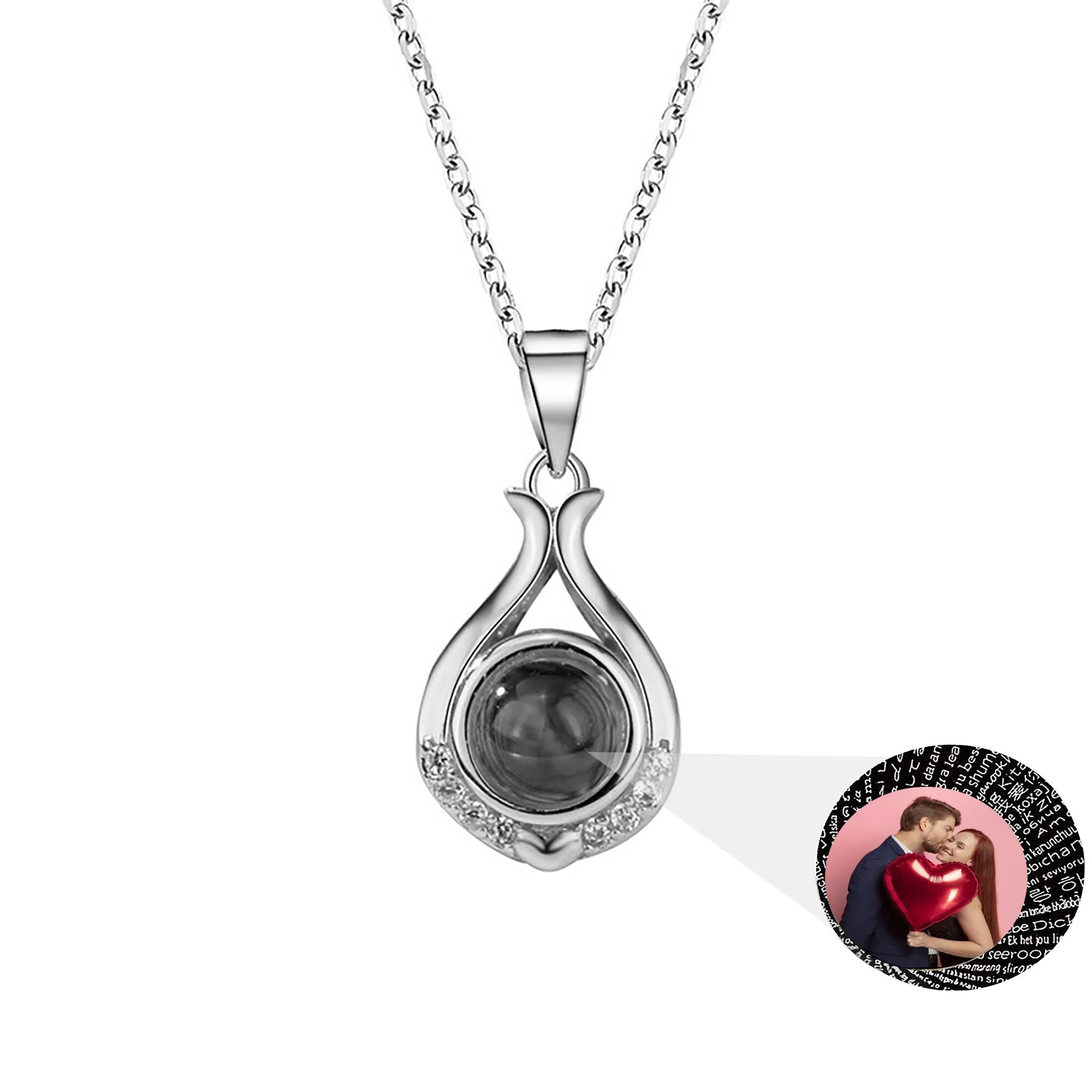 Valentine's Day Gift Photo Custom Simple flower Shaped Projection Necklace