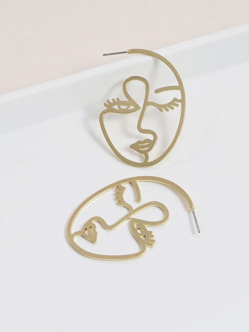 Vienna Verve Metal Abstract Face Earrings