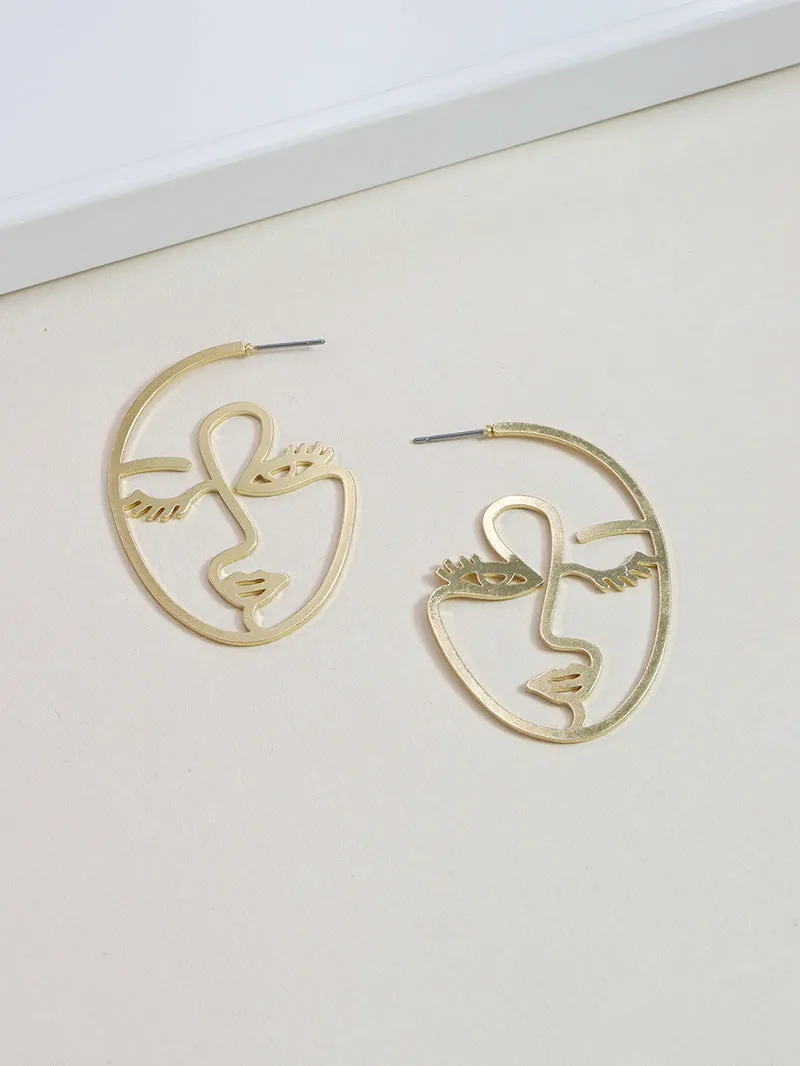 Vienna Verve Metal Abstract Face Earrings