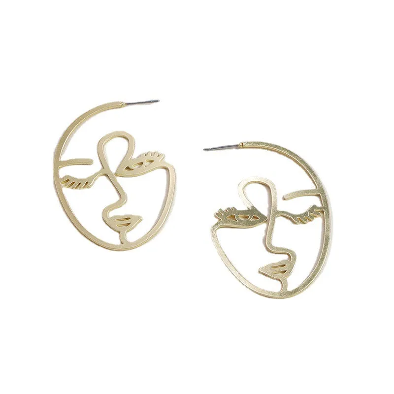 Vienna Verve Metal Abstract Face Earrings