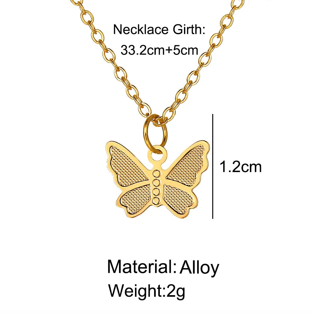 Vintage Simple Alloy Butterfly Pendant Necklace