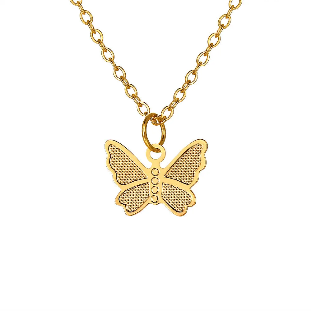 Vintage Simple Alloy Butterfly Pendant Necklace