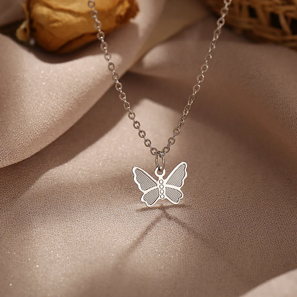 Vintage Simple Alloy Butterfly Pendant Necklace