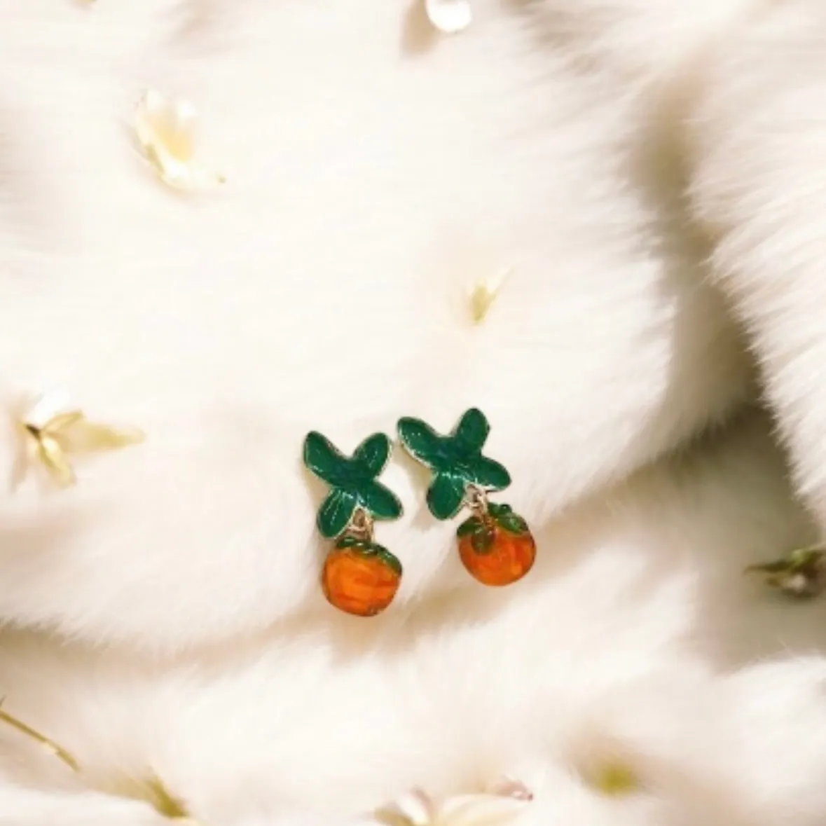 Whimsical - 3D glass orange Citrus fruit earrings | fruit lover earrings | food earrings | cute kawaii earrings | fun art earrings | yummy oranges Inactive