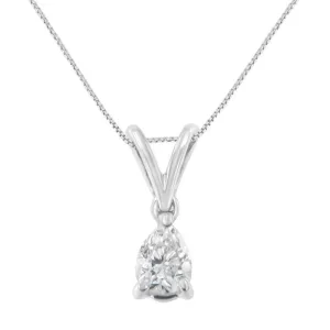 White Gold 1/5 cttw Diamond Pear Pendant Necklace