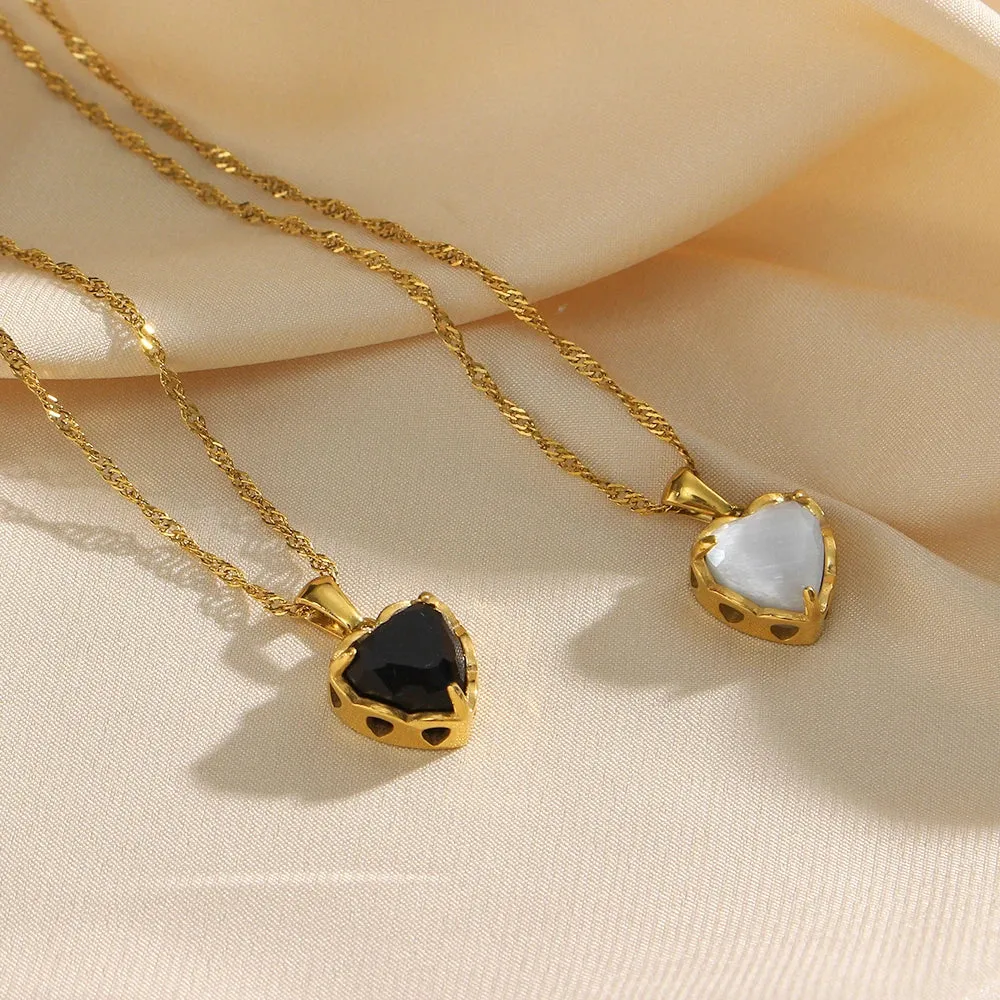 White Heart Zircon Necklace