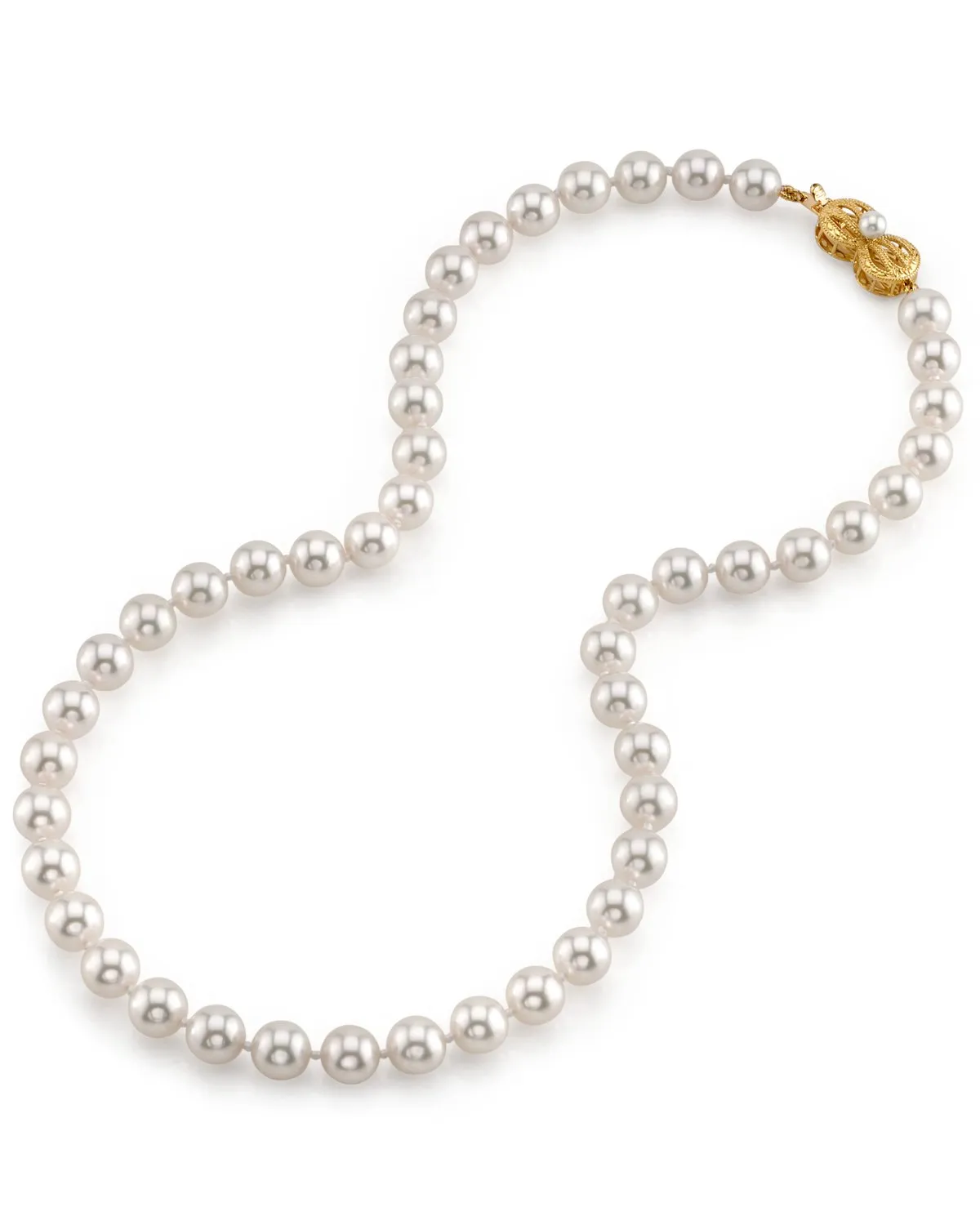 White Japanese Hanadama Akoya Pearl Necklace, 8.0-8.5mm