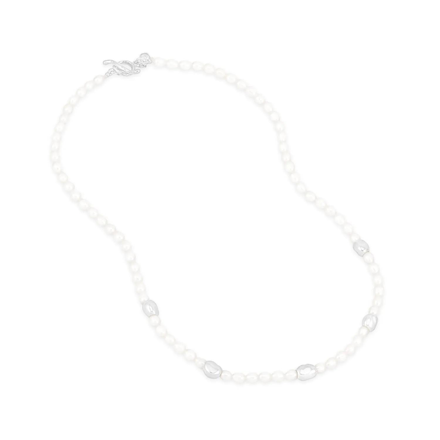 White Pearl Ocean Pebble Necklace