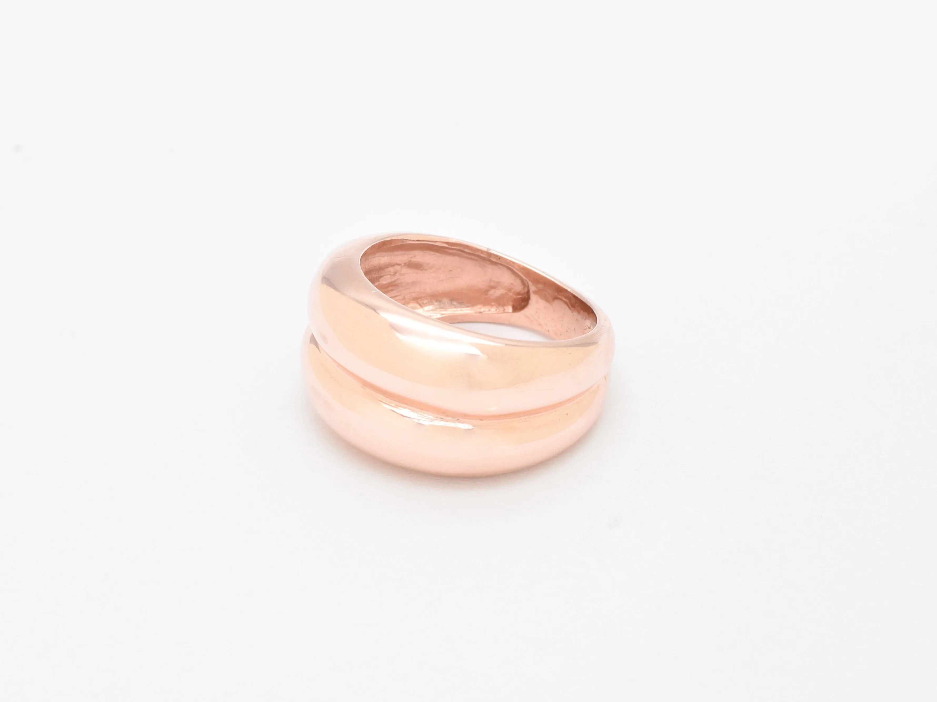 Wide Gold Band - Chunky Pink Ring - Double Band Ring