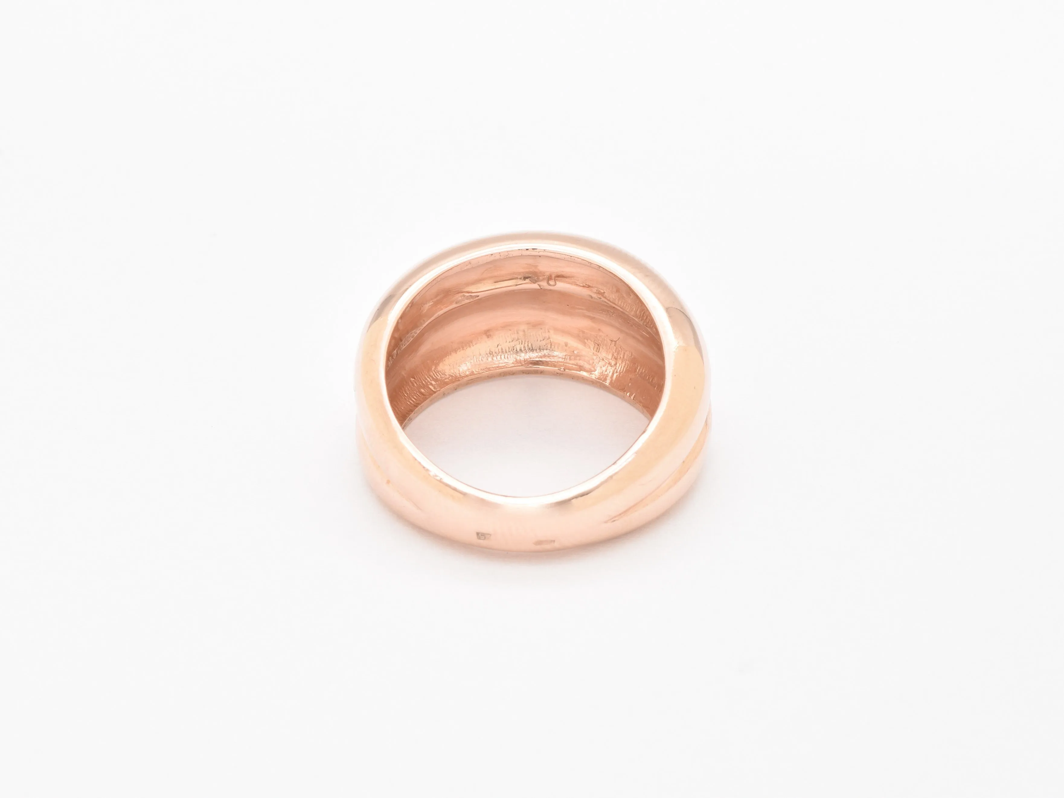 Wide Gold Band - Chunky Pink Ring - Double Band Ring