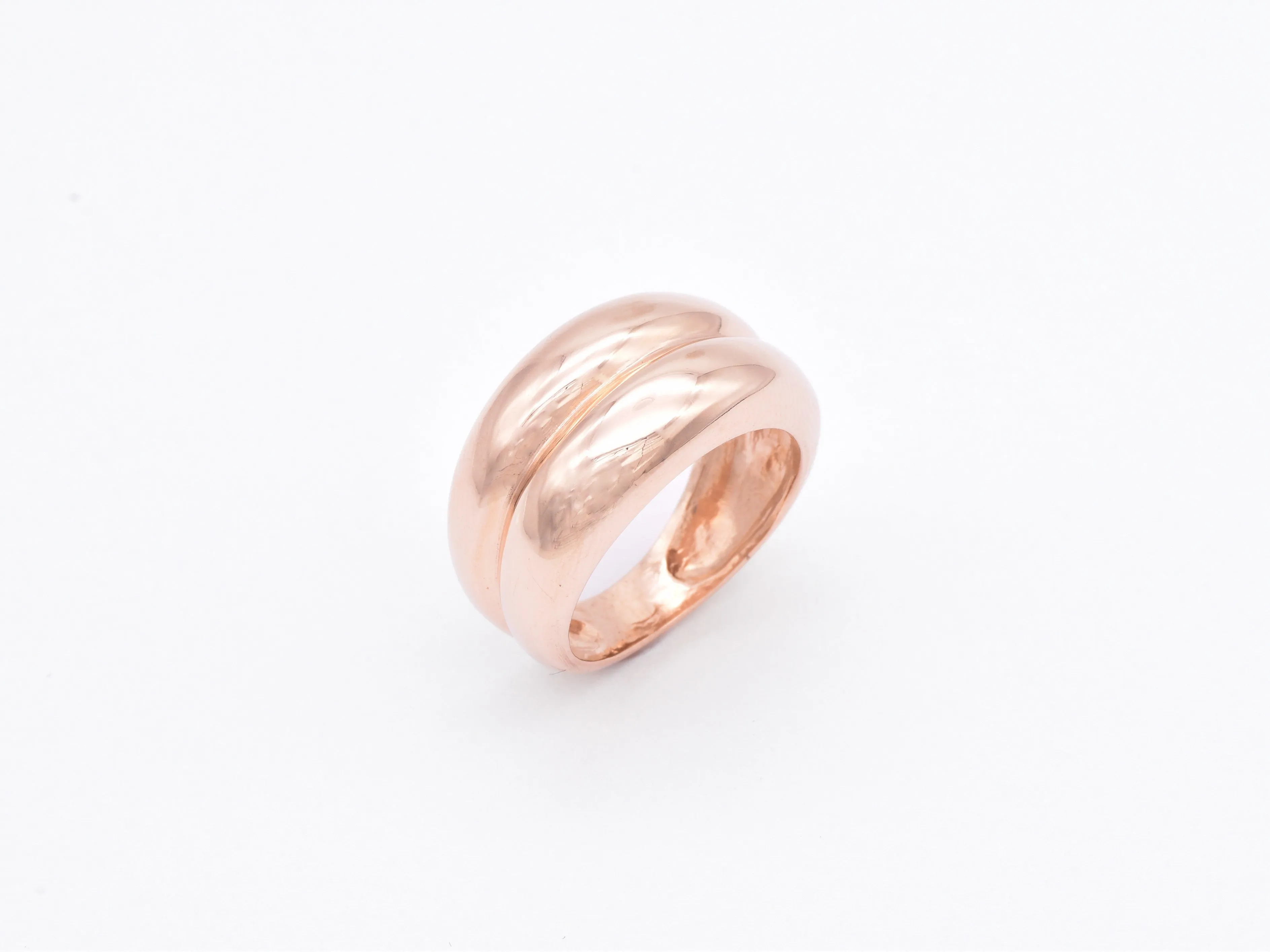 Wide Gold Band - Chunky Pink Ring - Double Band Ring