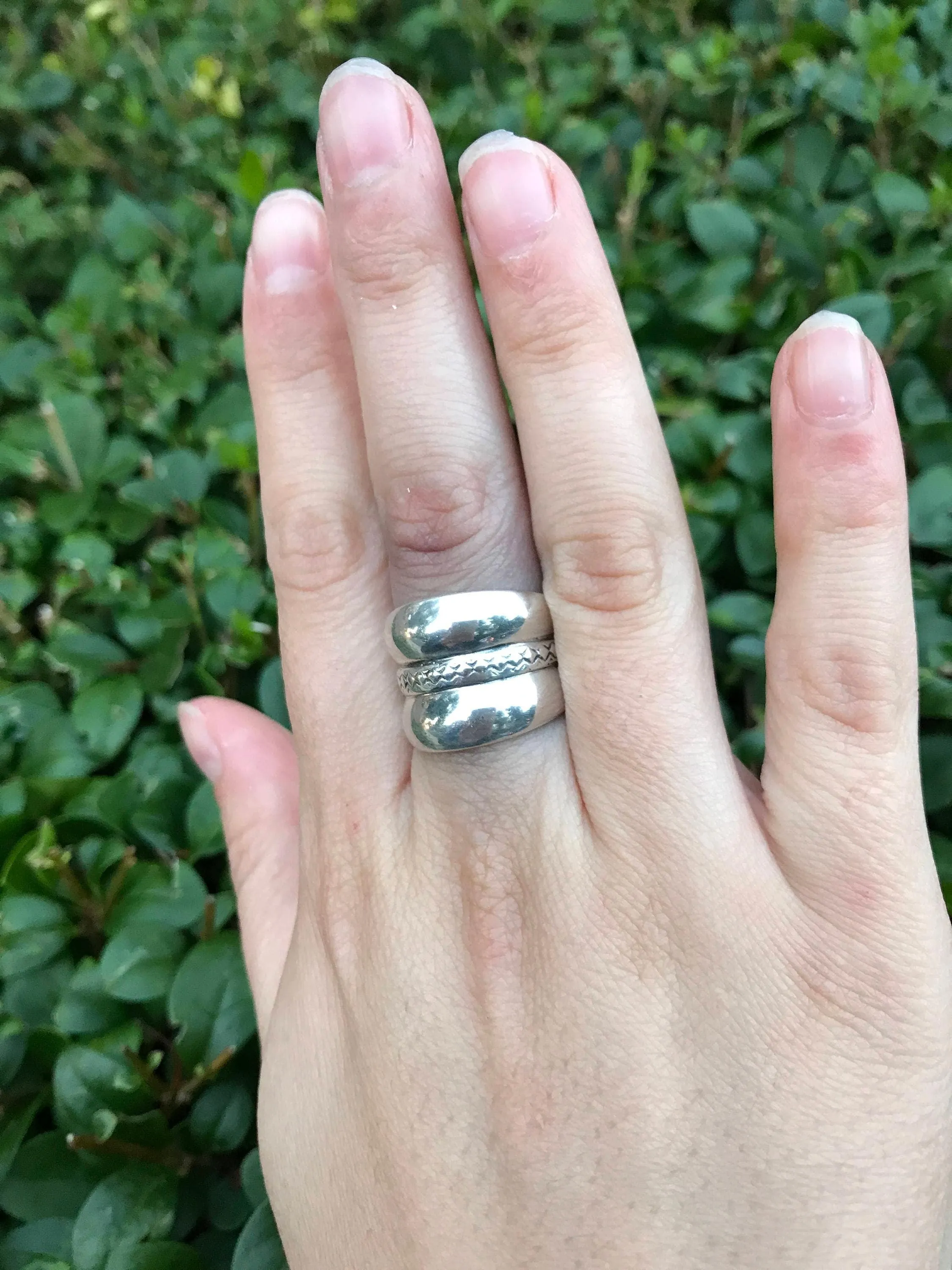 Wide Silver Ring - Triple Band Ring - Chunky Vintage Ring