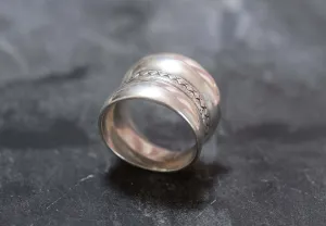 Wide Silver Ring - Triple Band Ring - Chunky Vintage Ring