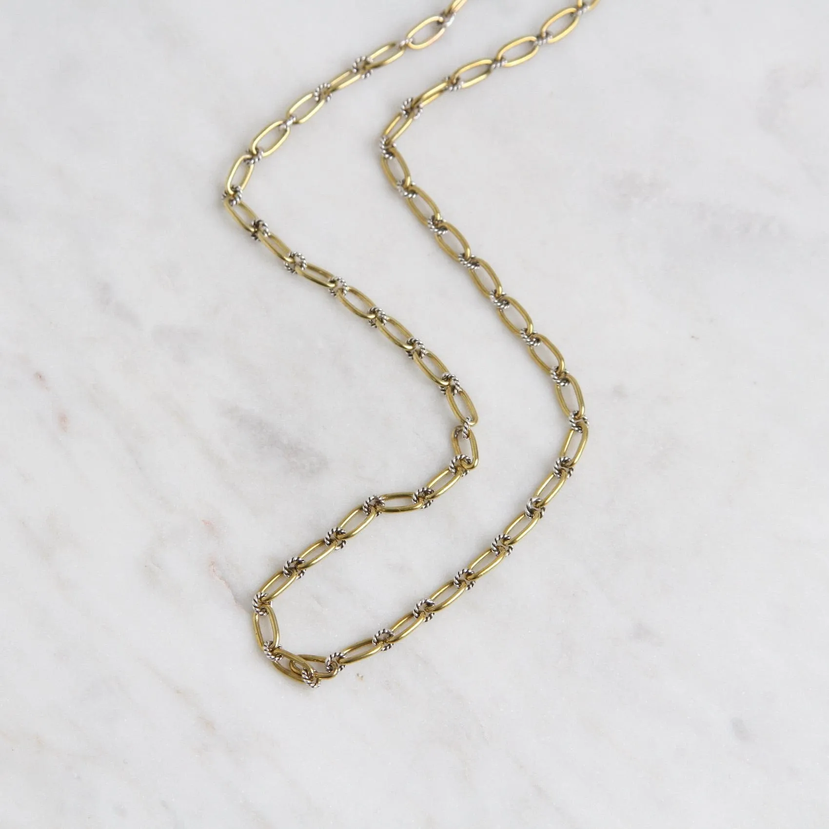 Winding Way Paper Clip Chain - Brass & Sterling Silver - 18"