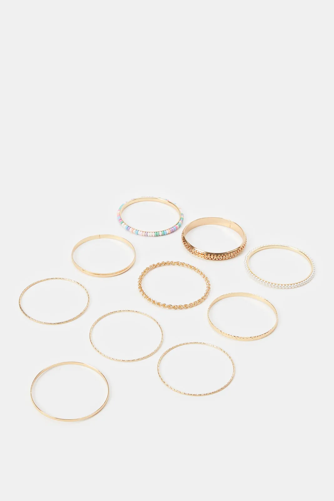 Women Gold Embellished Bracelet Set (10 Piece)