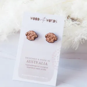 Wood With Words: Wooden Stud Earrings Maltese Shihtzu