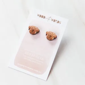 Wood With Words: Wooden Stud Earrings Pug