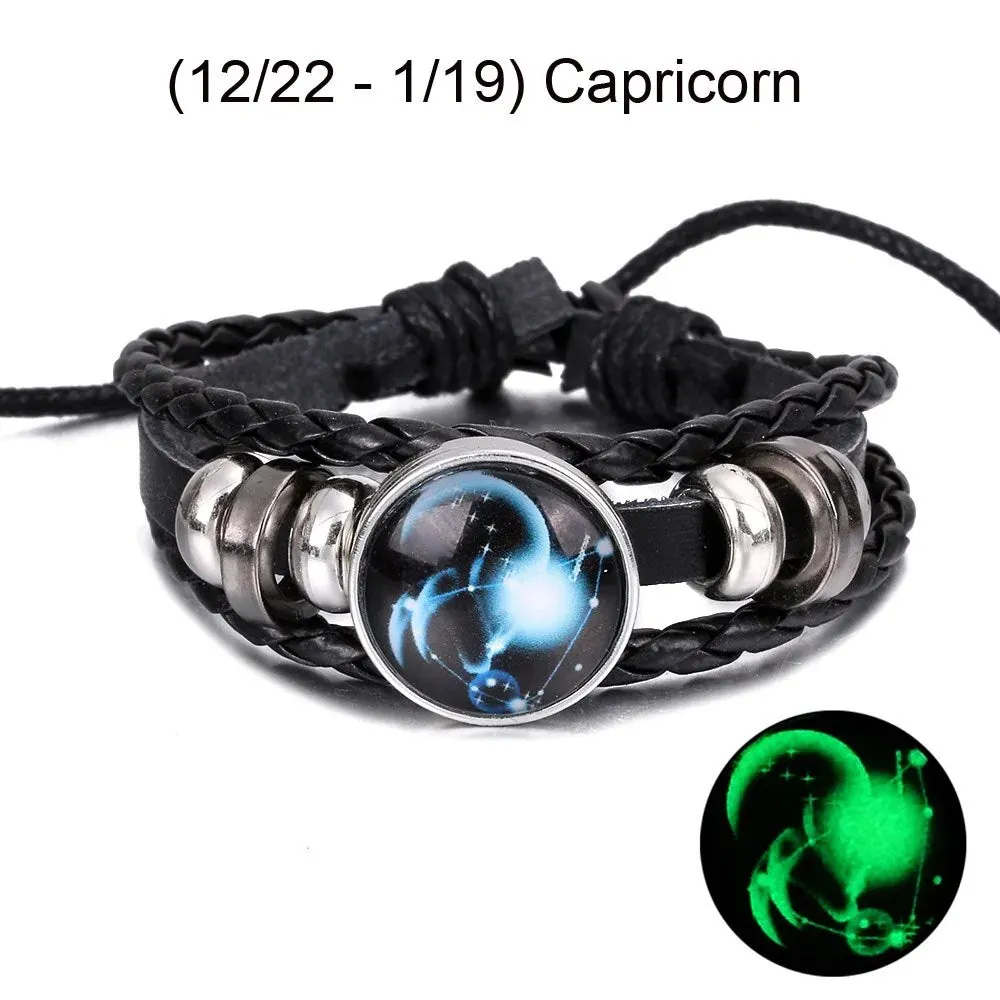 Zodiac Signs Leather Bracelet