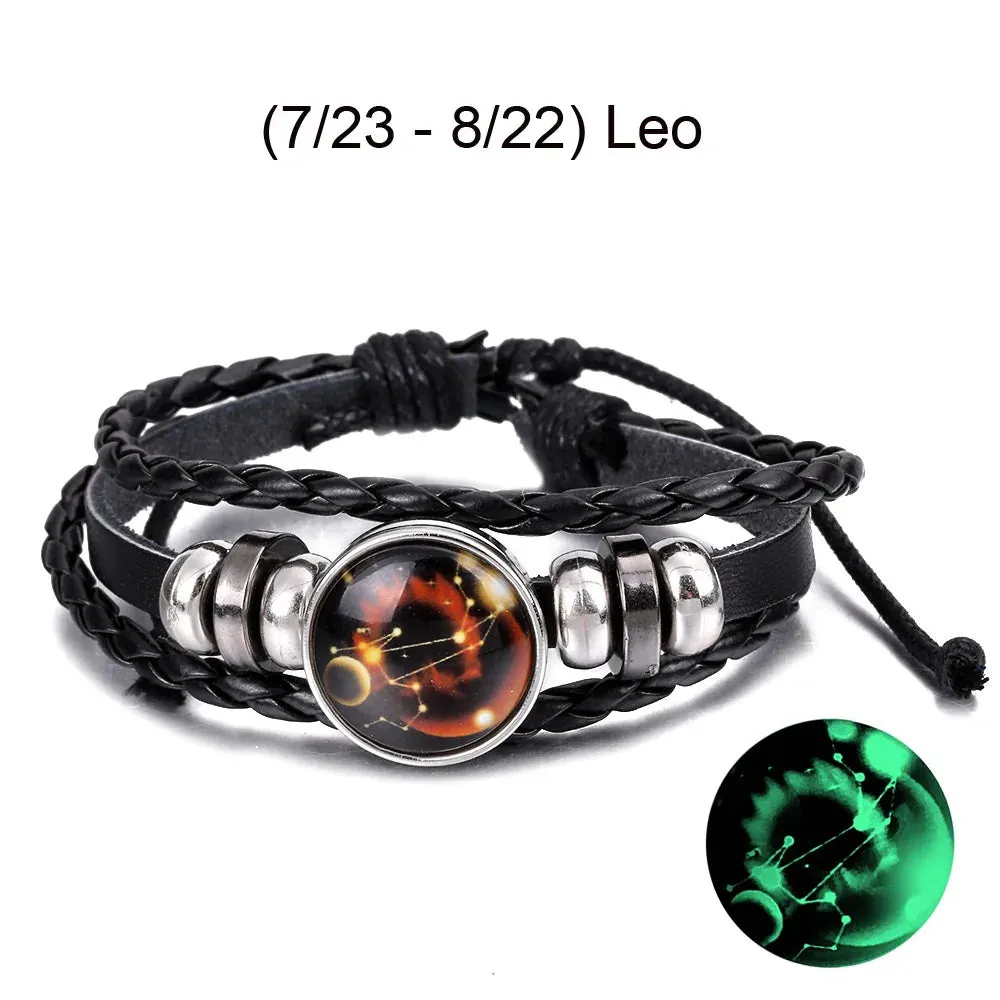 Zodiac Signs Leather Bracelet